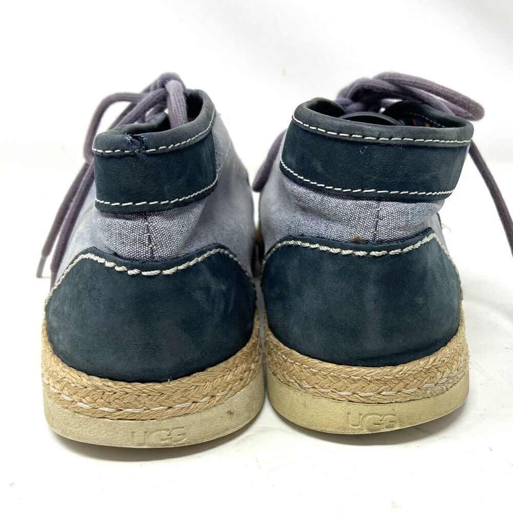 UGG Cantrell Blue Suede Canvas Chukka Lace Up Ankle Boots Shoes - Picture 3 of 6